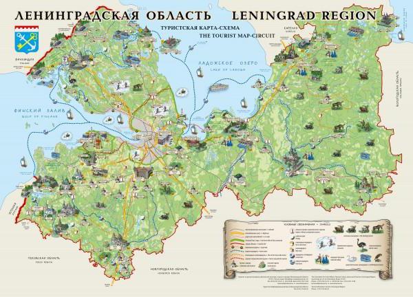 mapa oblasti Leningrad podrobně