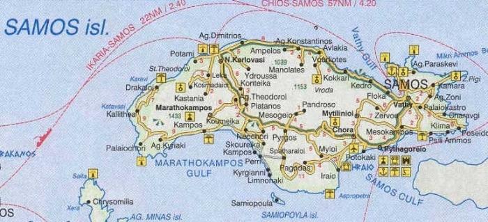 Samos, Řecko, mapa
